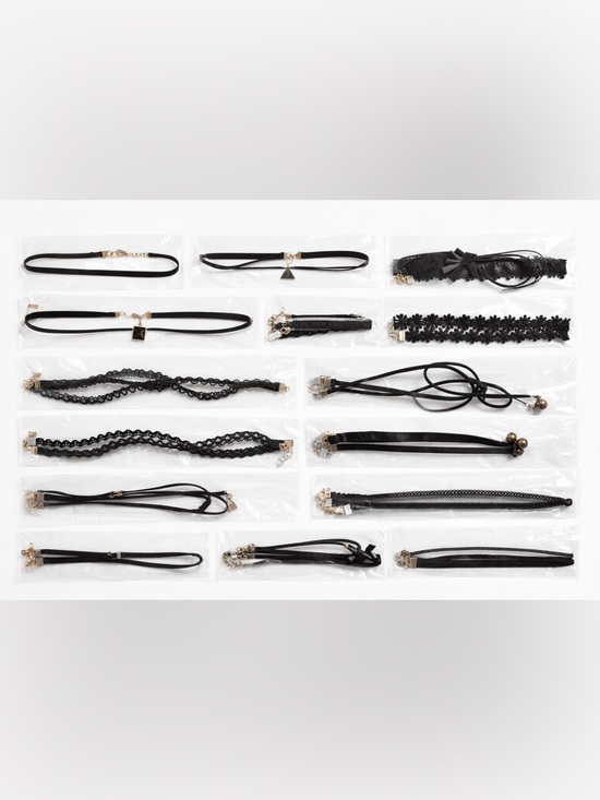 Jewelry - Choker Necklace Bundle Lot of 18 – Black Lace Velvet Goth Y2K Mix